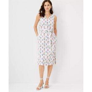 Ann Taylor Linen Sheath Dress Womens 4 Pink Twee Feminine Romantic Bloomcore